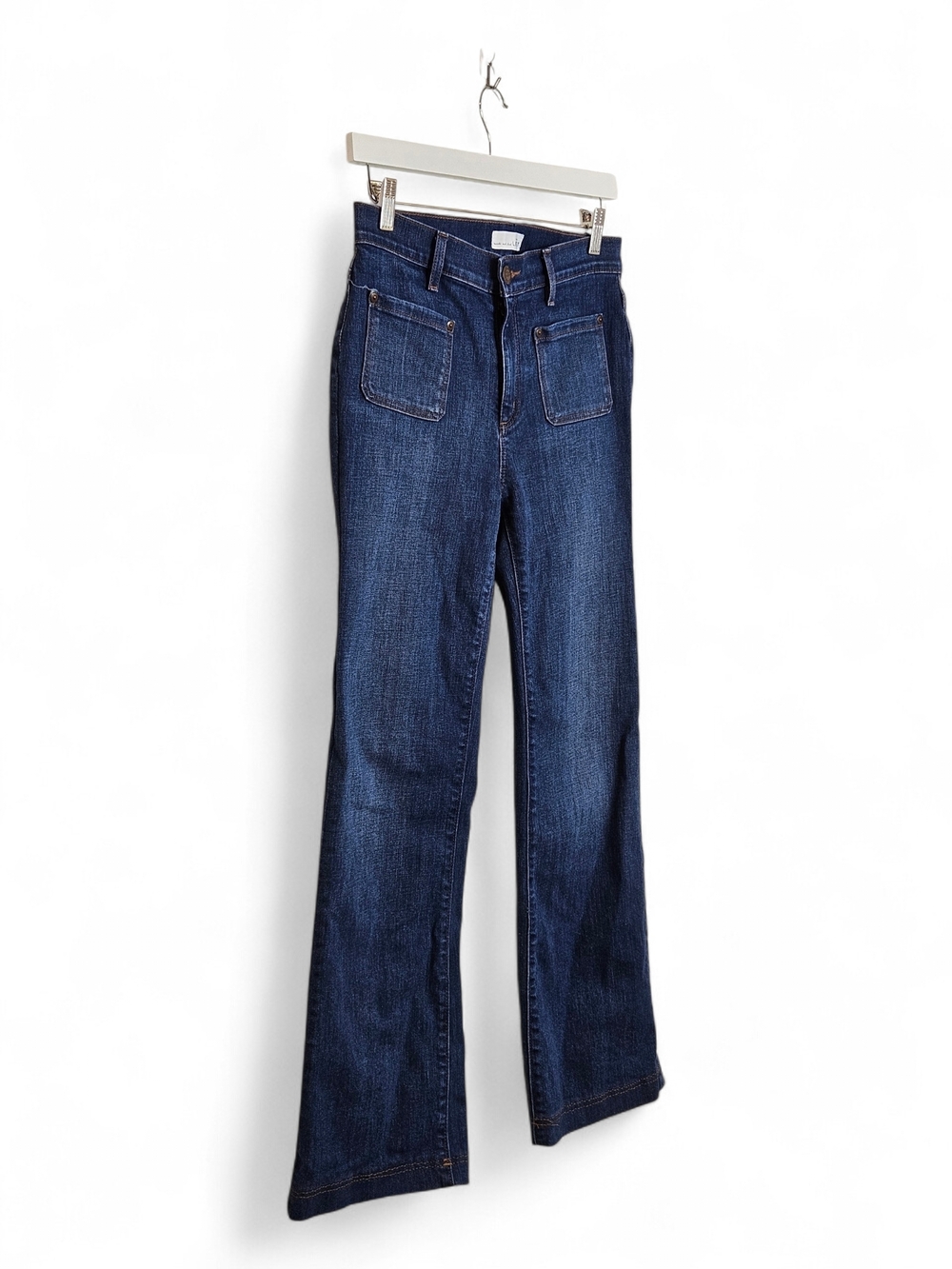 LOFT Wide Leg Trouser Jeans 26 Dark Wash Patch Pocket Y2K Boho Flare